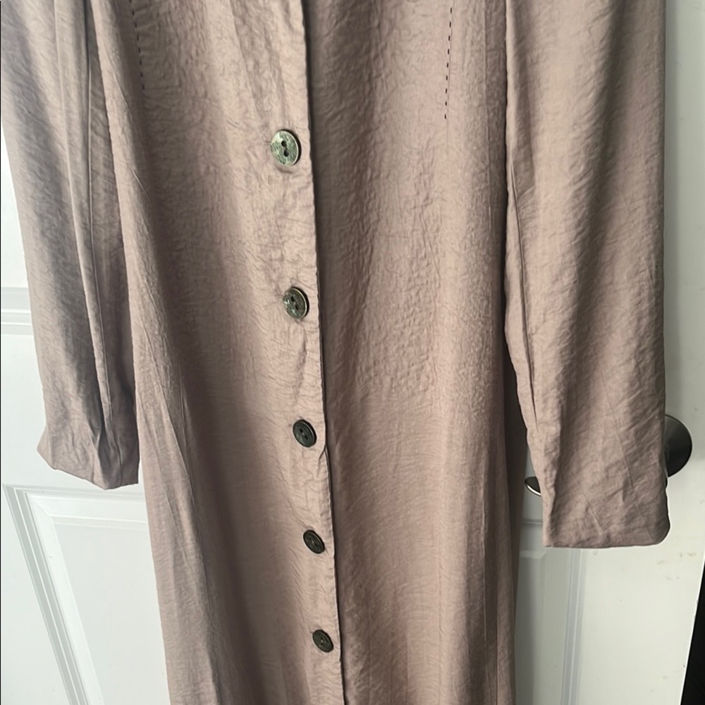 Sajeda Tan Long Crinkle lightweight layering dress/coat Islamic women’s apparel - Picture 3 of 11